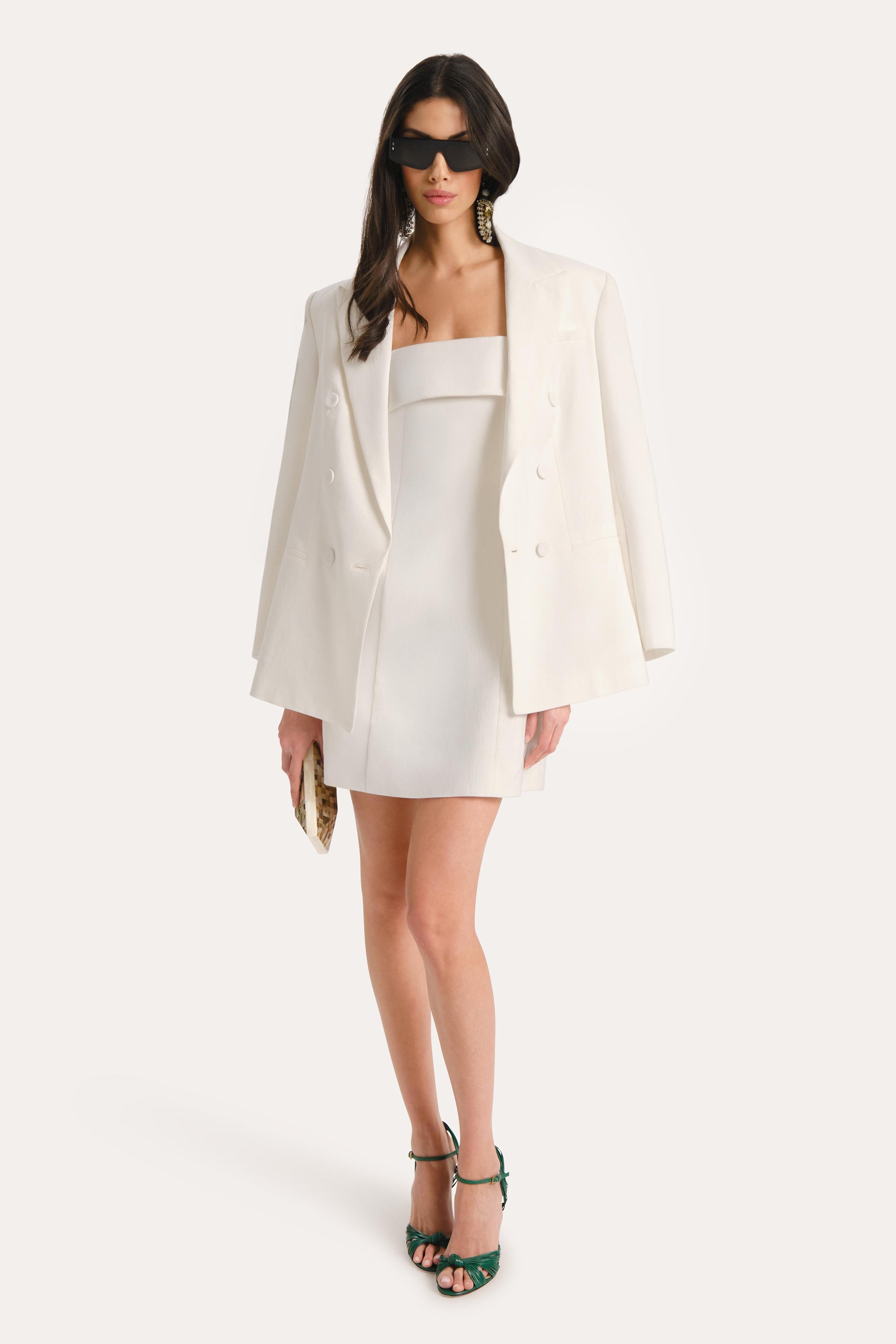 Lauren Linen Fold over Mini Dress
