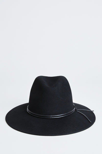Wool Wide Brim Leather Trim Fedora Hat Image 2