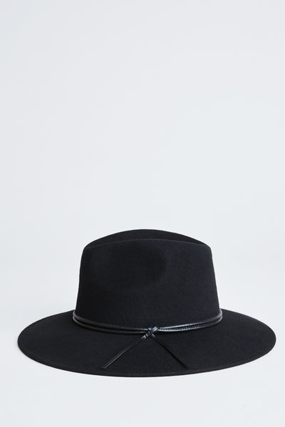 Wool Wide Brim Leather Trim Fedora Hat Image 1