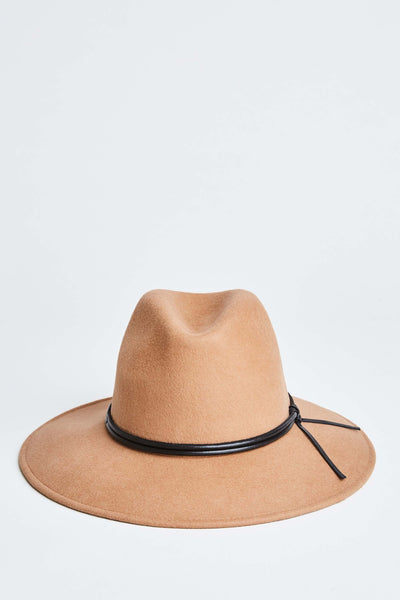 Wool Wide Brim Leather Trim Fedora Hat Image 2