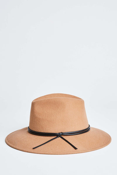 Wool Wide Brim Leather Trim Fedora Hat Image 1