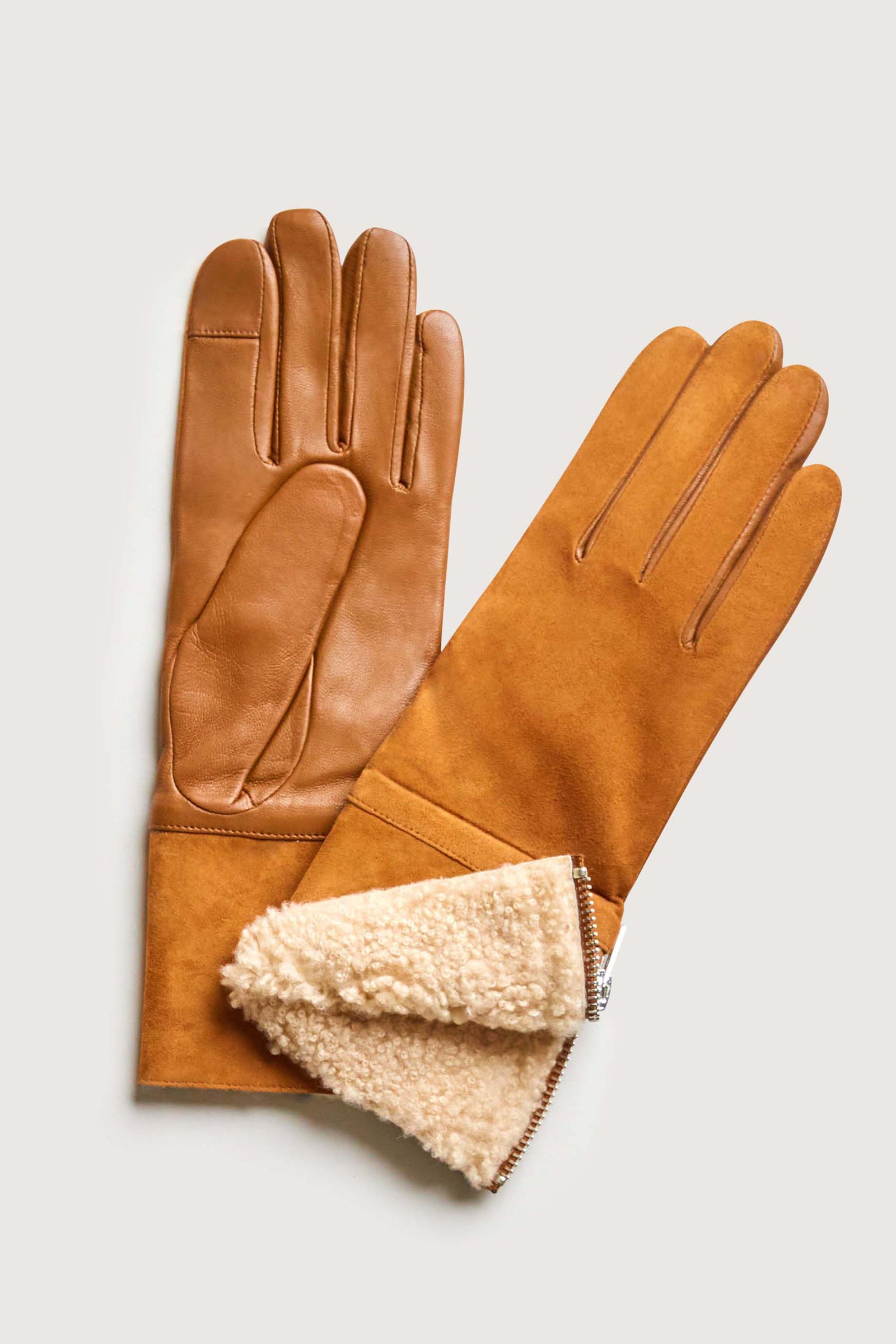 Leather Shearling Gloves Elie Tahari