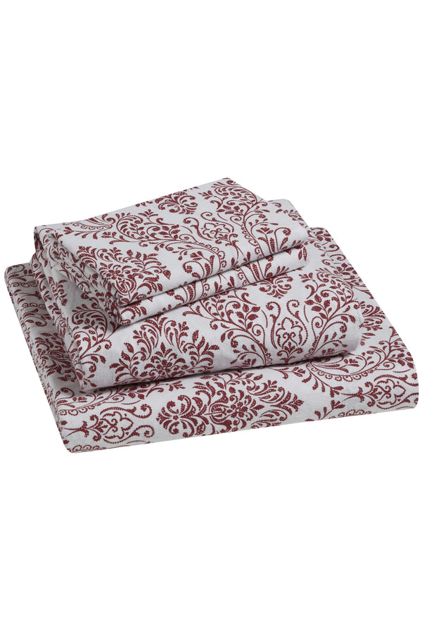 Tahari Damask Cotton Flannel 4 Piece Sheet Set, King