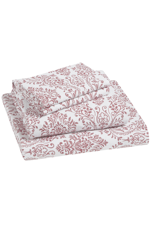 Tahari Damask 3 Peice Cotton Flannel Sheet Set, Twin