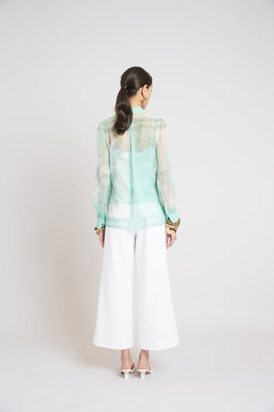 Silk Scarf Print Shirt Image 5