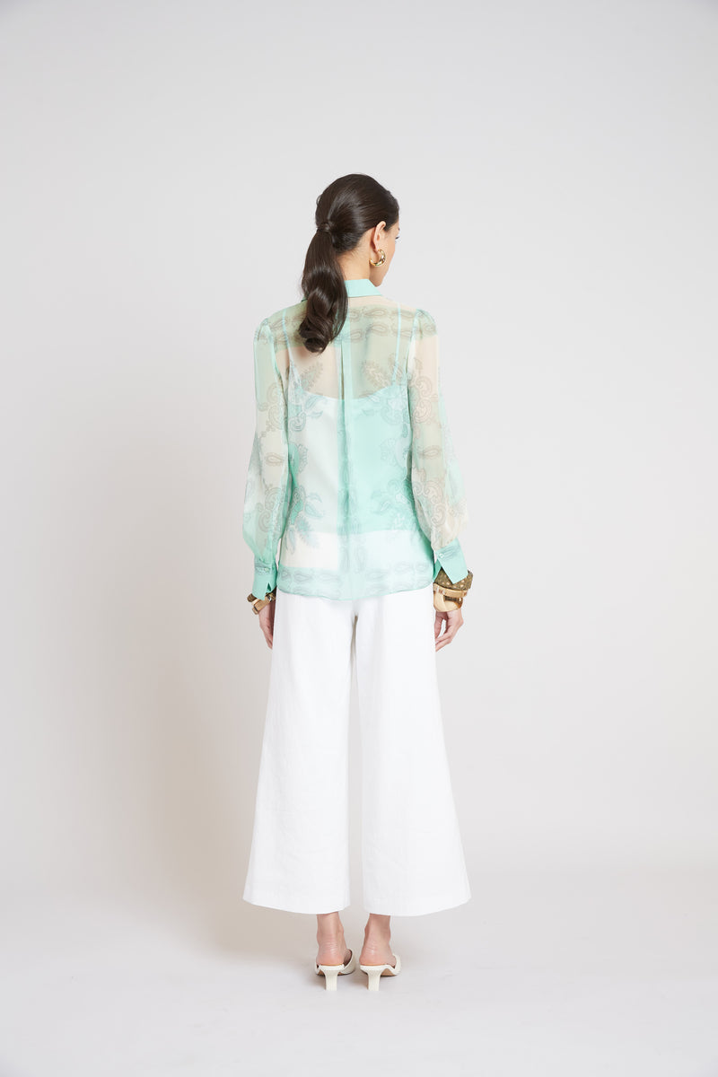 Silk Scarf Print Shirt