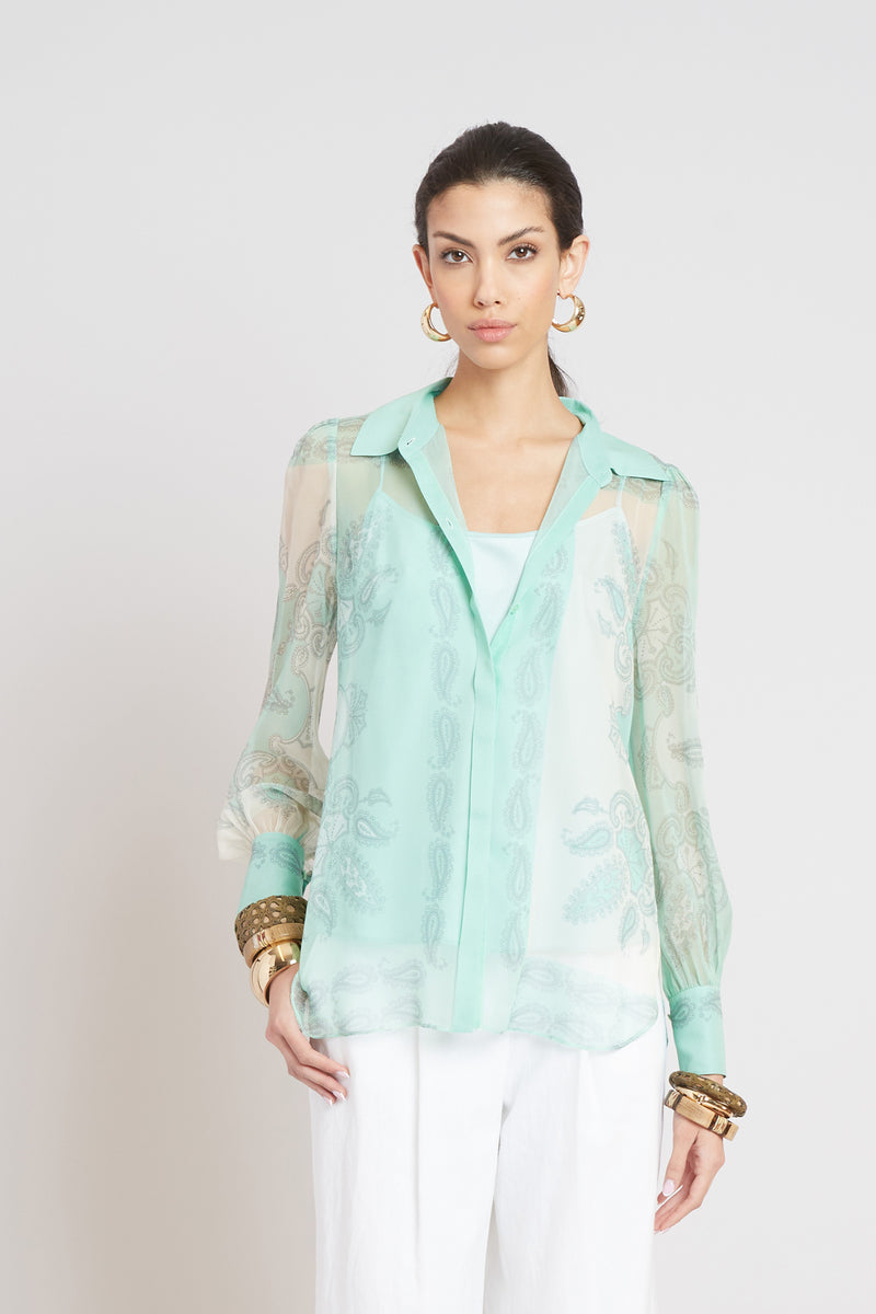 Silk Scarf Print Shirt