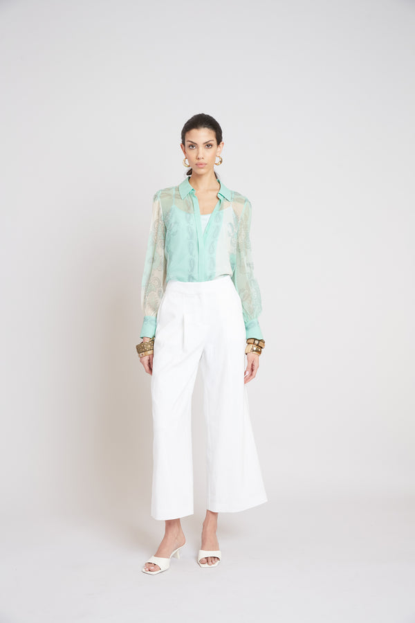 Silk Scarf Print Shirt