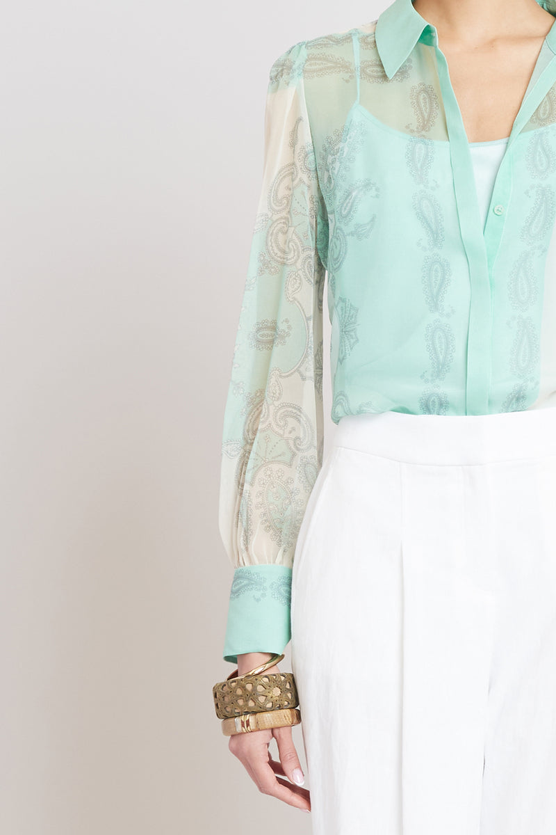 Silk Scarf Print Shirt