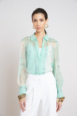 Silk Scarf Print Shirt