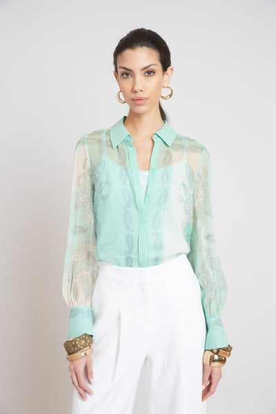 Silk Scarf Print Shirt Image 1