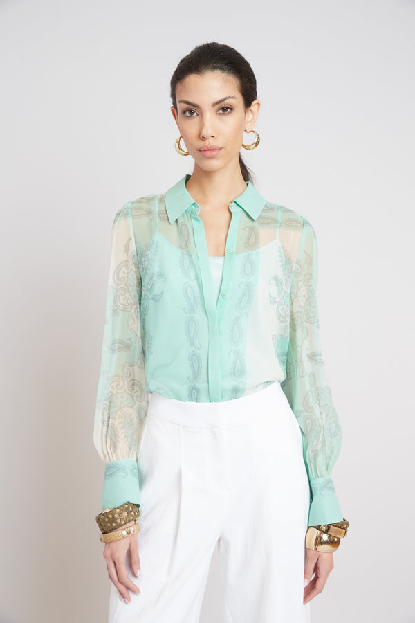 Silk Scarf Print Shirt