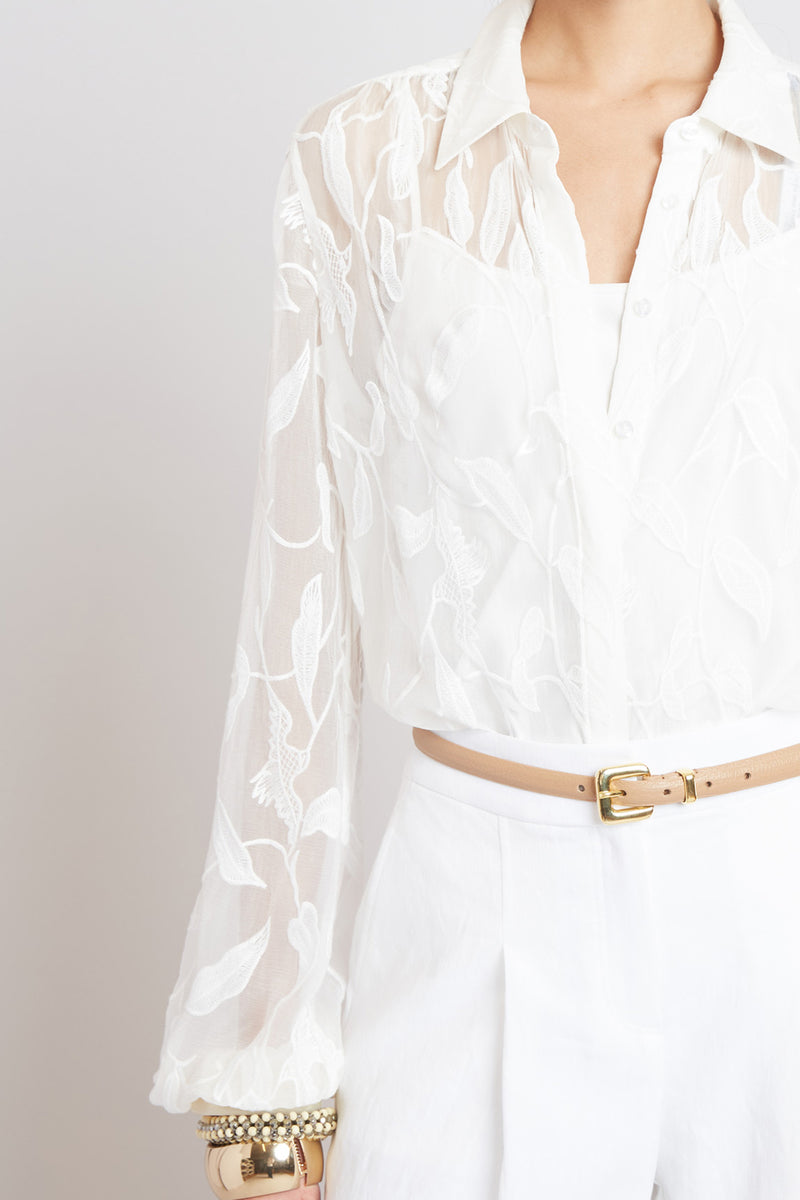 Embroidered Chiffon Shirt