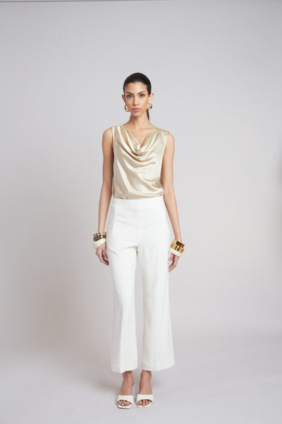 Silk Cowl Neck Top Image 2