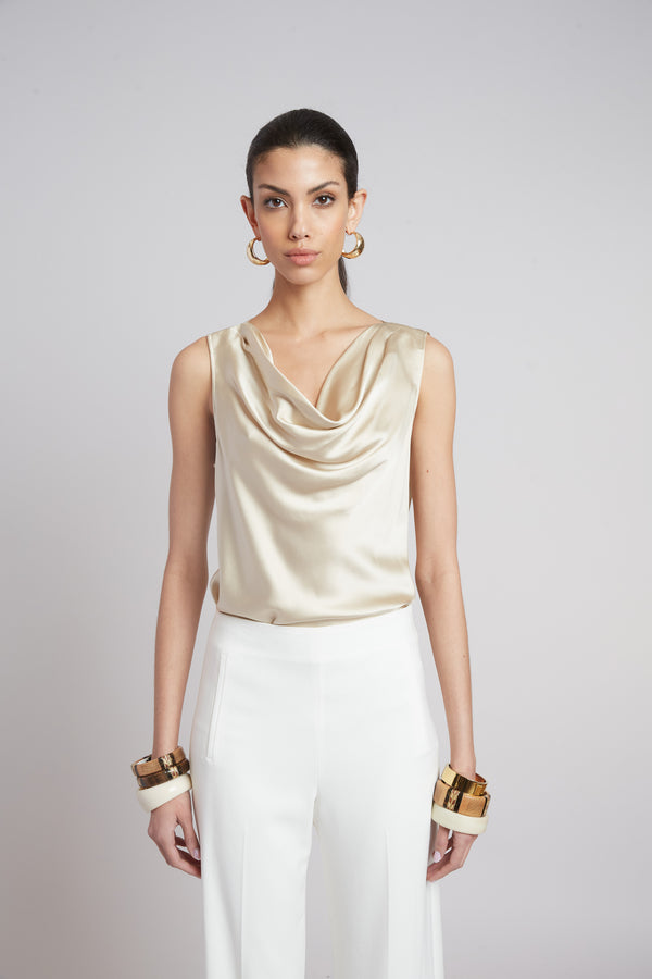 Silk Cowl Neck Top