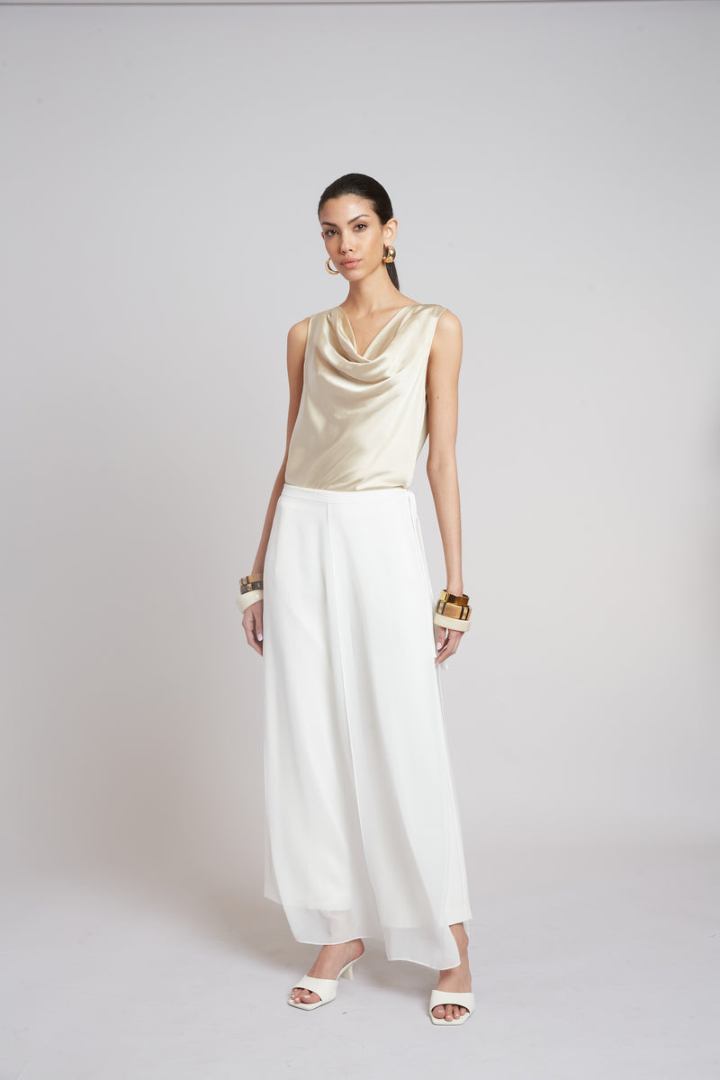 Silk Cowl Neck Top