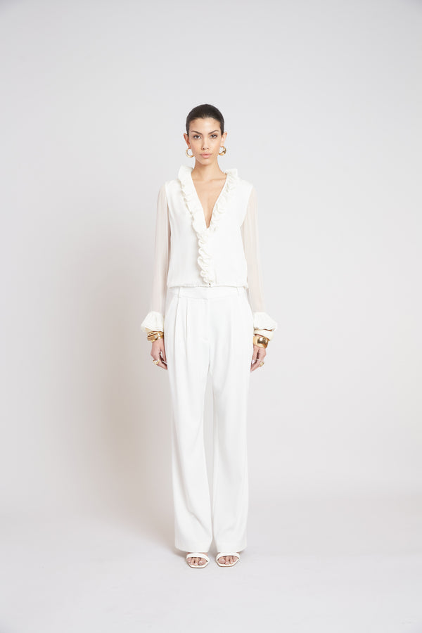 Ruffle Silk Shirt