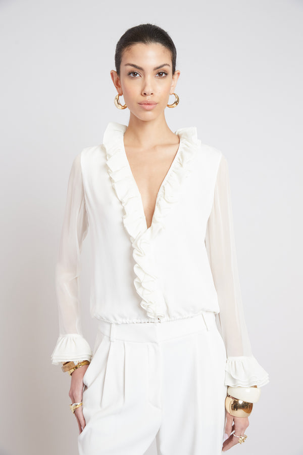 Ruffle Silk Shirt