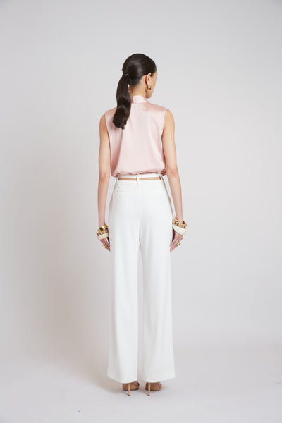 Sleeveless Silk Button Down Shirt Image 3