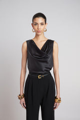 Silk Cowl Neck Top