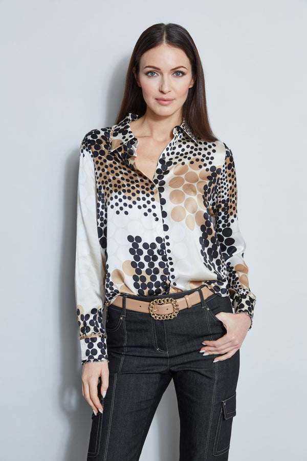 Hydro – Dot Satin Shirt Elie Silk Tahari