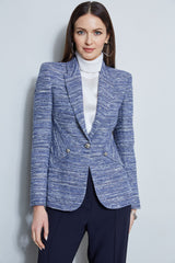 Tweed Panel Single Button Blazer