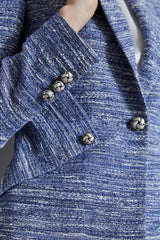 Tweed Panel Single Button Blazer