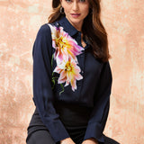 Silk Dahlia Button Down Shirt