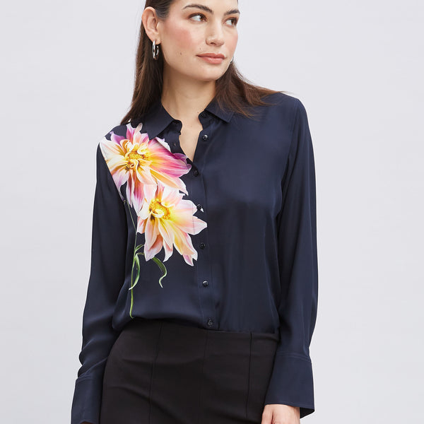 Silk Dahlia Button Down Shirt – Elie Tahari