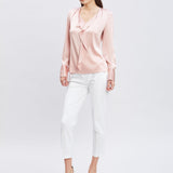 Silk Satin Ruffle Contour Shirt