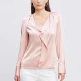 Silk Satin Ruffle Contour Shirt