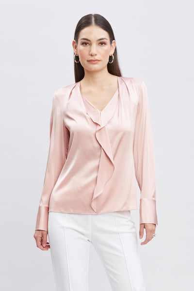 Silk Satin Ruffle Contour Shirt Image 1