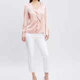 Silk Satin Ruffle Contour Shirt