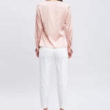 Silk Satin Ruffle Contour Shirt