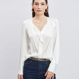 Silk Satin Contour Ruffle Shirt