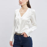 Silk Satin Contour Ruffle Shirt