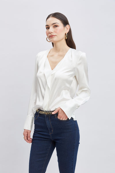 Silk Satin Contour Ruffle Shirt Image 4