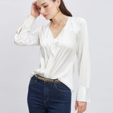 Silk Satin Contour Ruffle Shirt