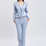 Silk Satin Contour Ruffle Shirt
