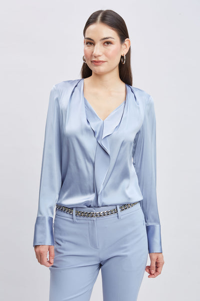 Silk Satin Contour Ruffle Shirt Image 1