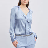 Silk Satin Contour Ruffle Shirt