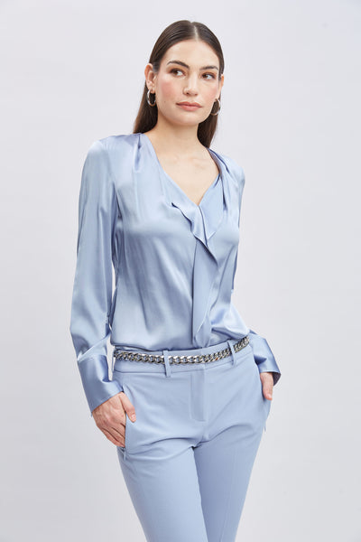 Silk Satin Contour Ruffle Shirt Image 5