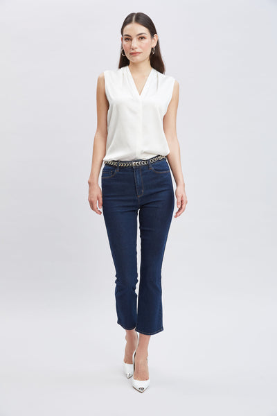 Sleeveless Silk Button Down Shirt Image 4