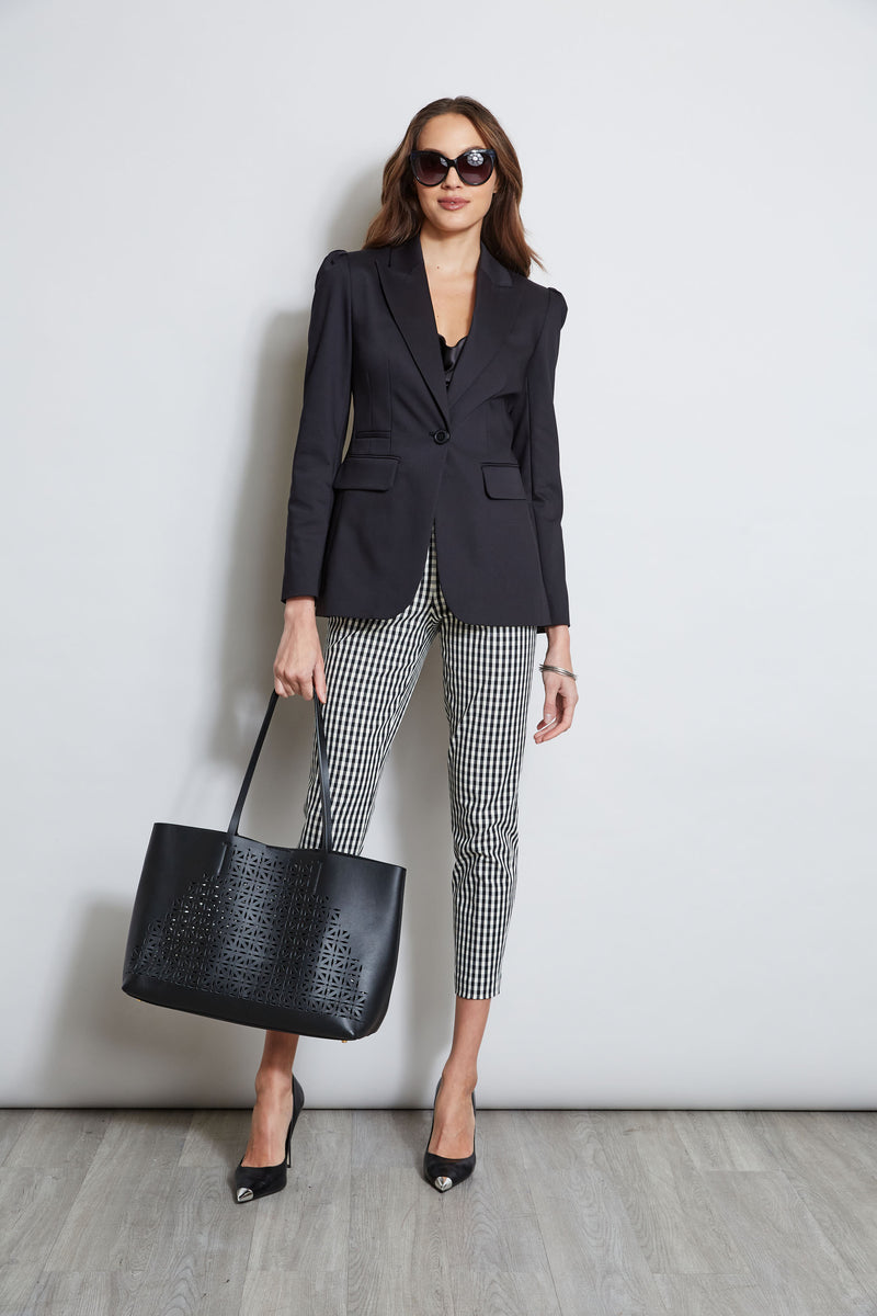 Pleat Shoulder Cotton Blazer