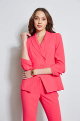 3 Button Ruched Sleeve Blazer