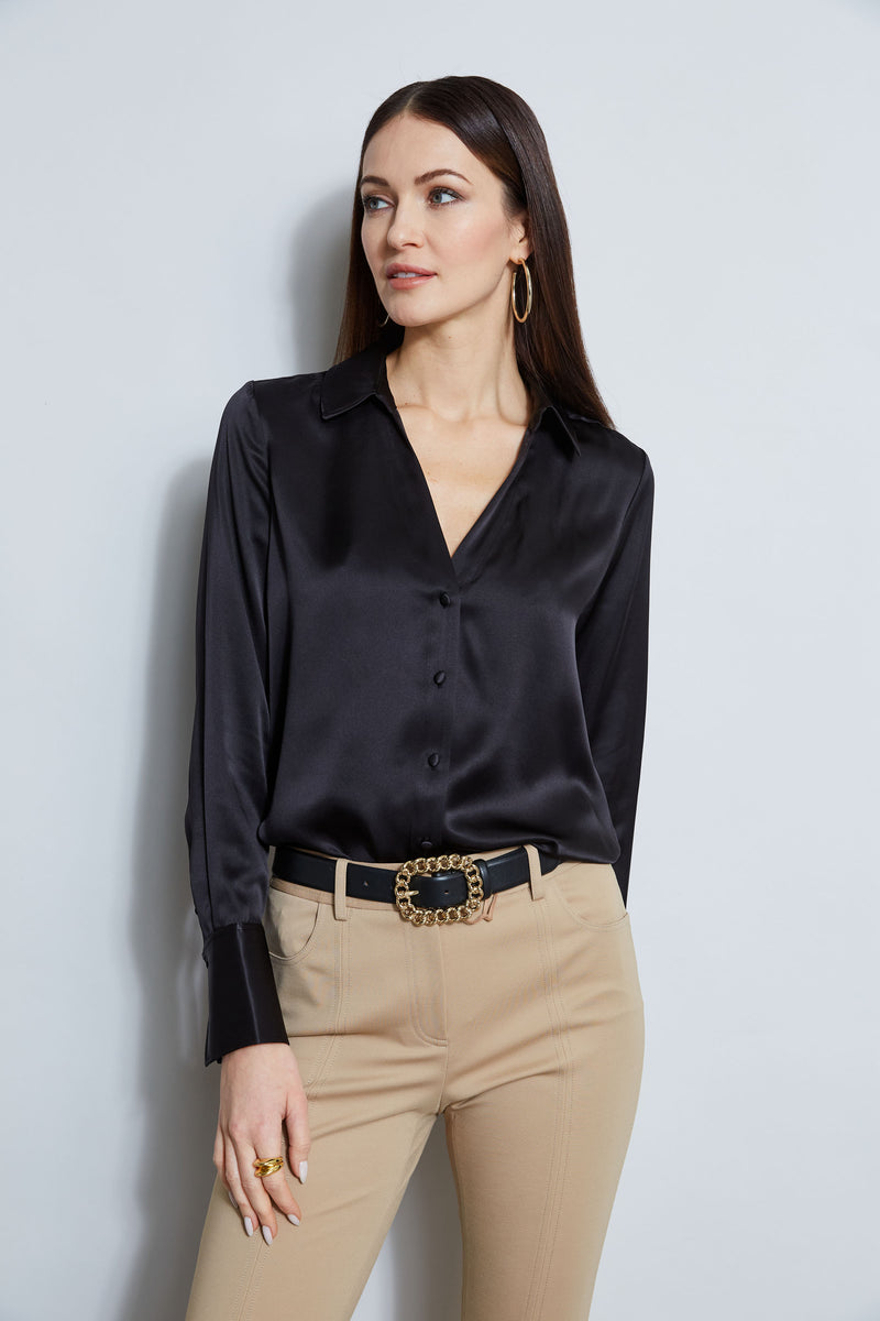 Silk Satin Button Down Shirt