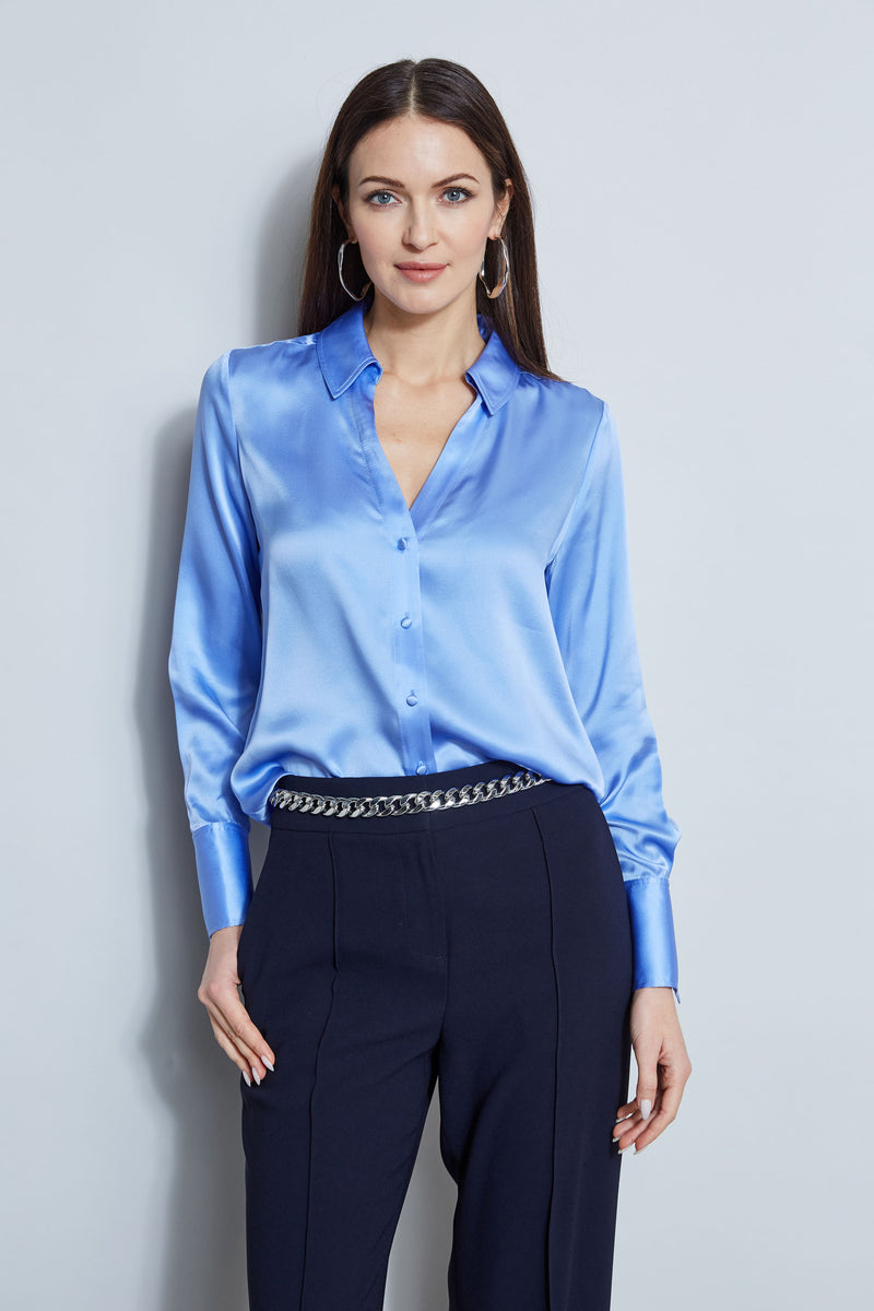 Silk Satin Button Down Shirt – Elie Tahari