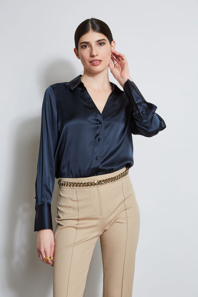 Silk Satin Button Down Shirt - HOLD Image 3