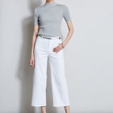 Stretch Denim Wide Leg Pant