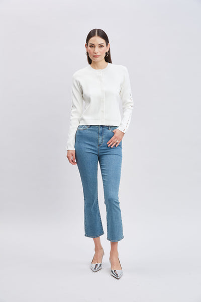Micro Flare Cropped Jeans Image 2